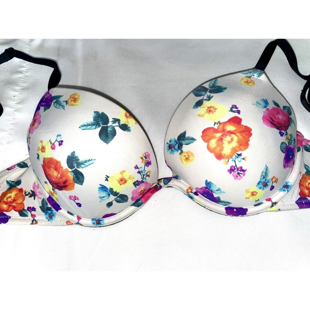 Victoria Secret PINK Wear Everywhere SUPER PUSH-UP Bombshell Bra 34B Floral